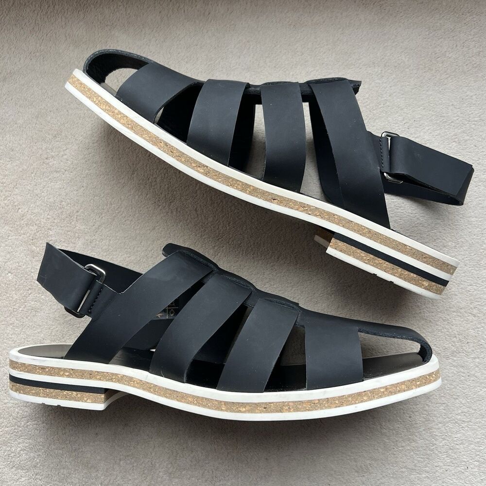 NEW Robert Clergerie Bruce Black Nubuck Leather Sandals Men EU‎ 42 US 9 Casual